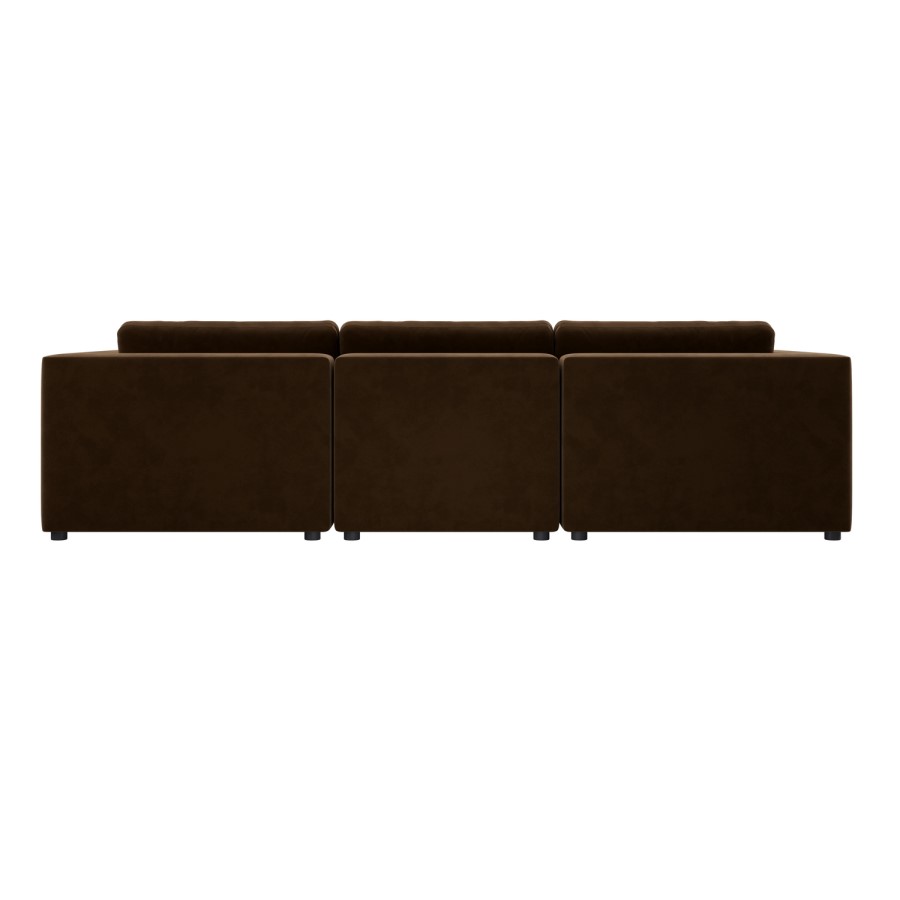 Large Chocolate Brown Velvet 4 Seater Sofa - Hudson