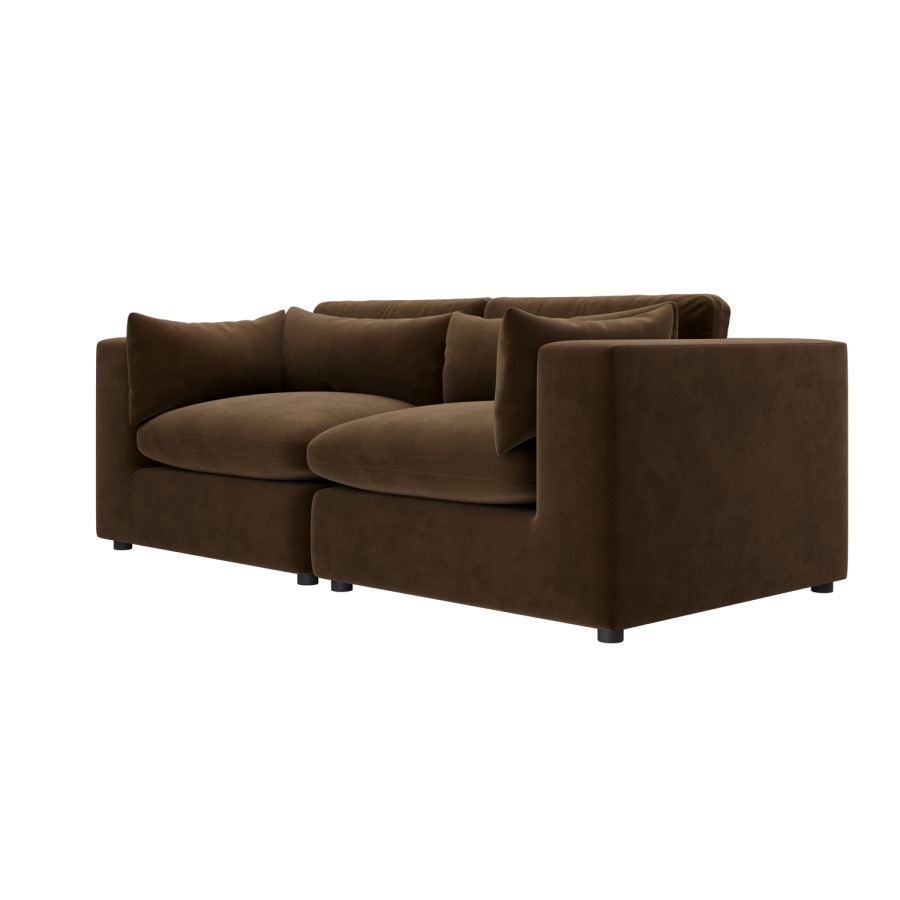 Large Chocolate Brown Velvet 3 Seater Sofa - Hudson