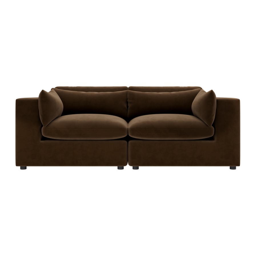 Large Chocolate Brown Velvet 3 Seater Sofa - Hudson