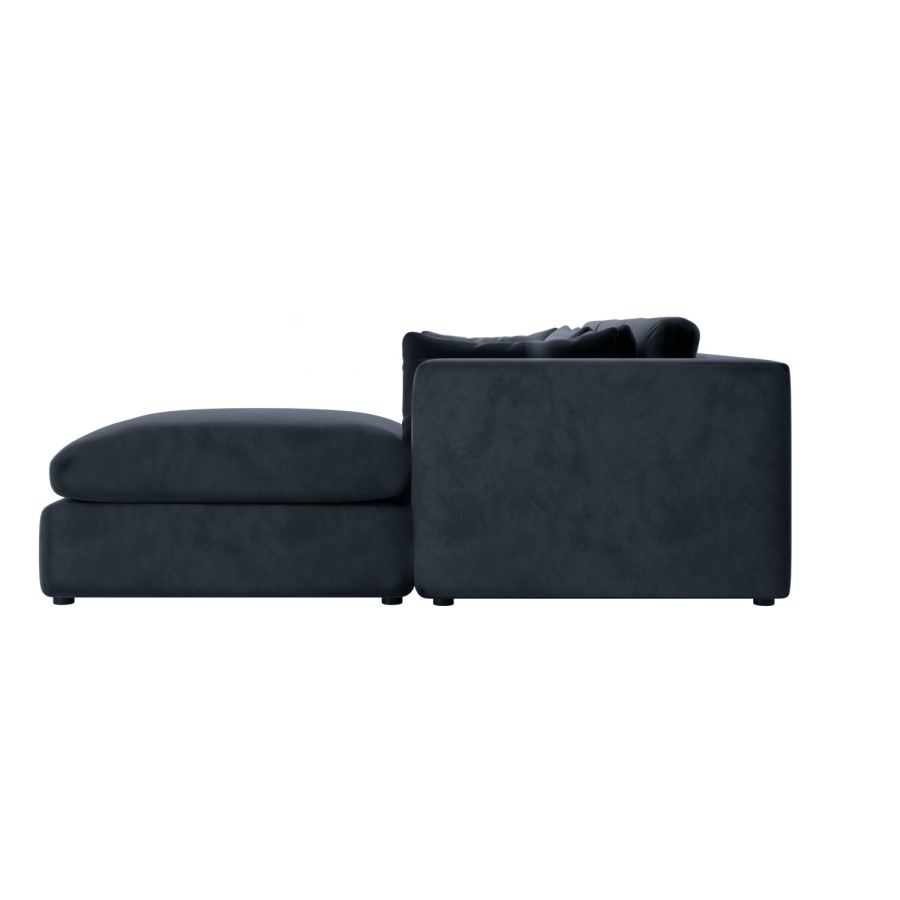 Large Charcoal Grey Velvet Reversible 4 Seater Chaise Corner Sofa - Hudson