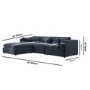 Large Charcoal Grey Velvet Reversible 4 Seater Chaise Corner Sofa - Hudson