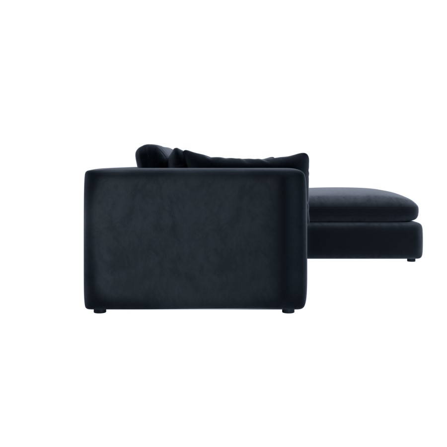 Large Charcoal Grey Velvet Reversible 4 Seater Chaise Corner Sofa - Hudson