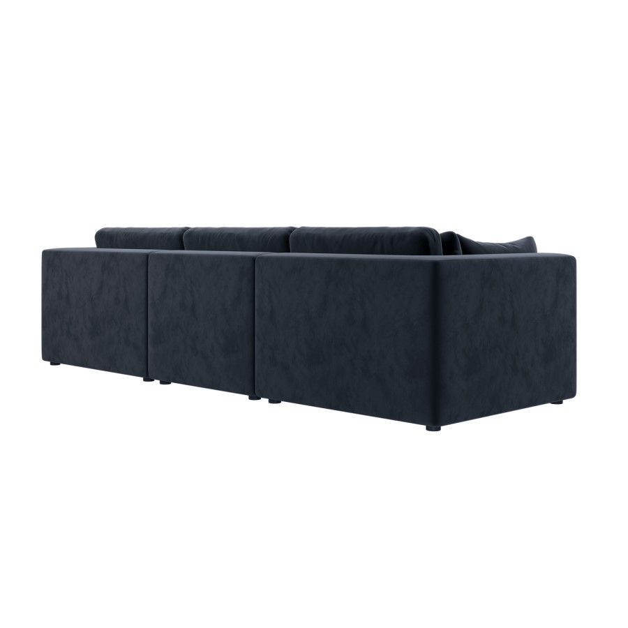 Large Charcoal Grey Velvet Reversible 4 Seater Chaise Corner Sofa - Hudson