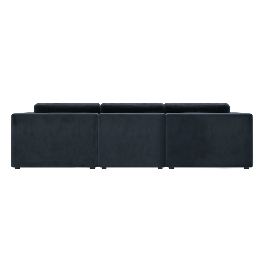 Large Charcoal Grey Velvet Reversible 4 Seater Chaise Corner Sofa - Hudson