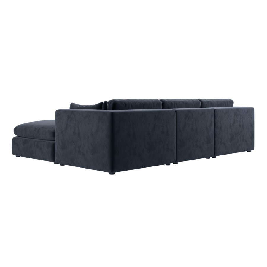 Large Charcoal Grey Velvet Reversible 4 Seater Chaise Corner Sofa - Hudson