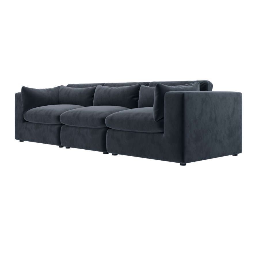 Large Charcoal Grey Velvet 4 Seater Sofa - Hudson