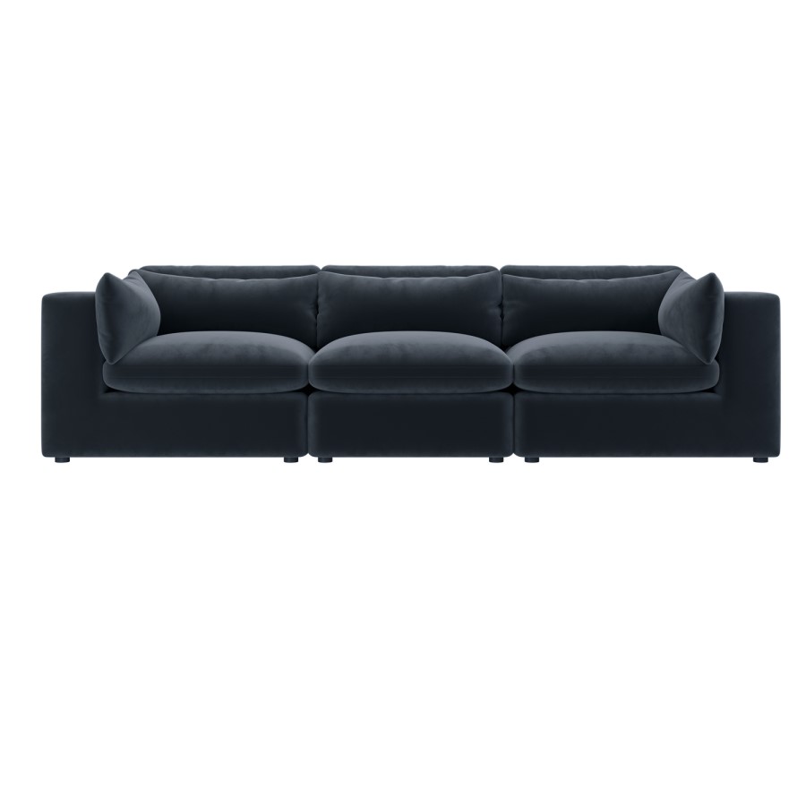 Large Charcoal Grey Velvet 4 Seater Sofa - Hudson