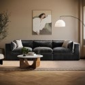 HSN028S Large Charcoal Grey Velvet 4 Seater Sofa - Hudson