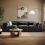Large Charcoal Grey Velvet 4 Seater Sofa - Hudson