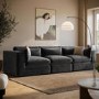 Large Charcoal Grey Velvet 4 Seater Sofa - Hudson