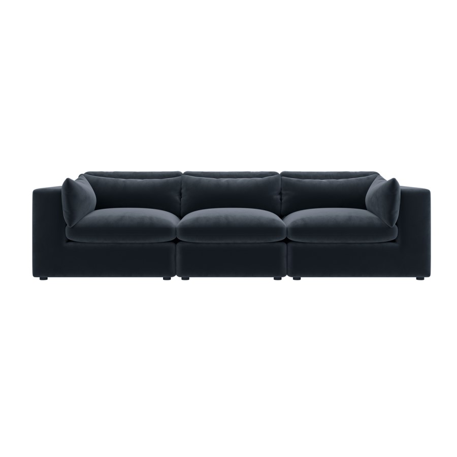 Large Charcoal Grey Velvet 4 Seater Sofa - Hudson
