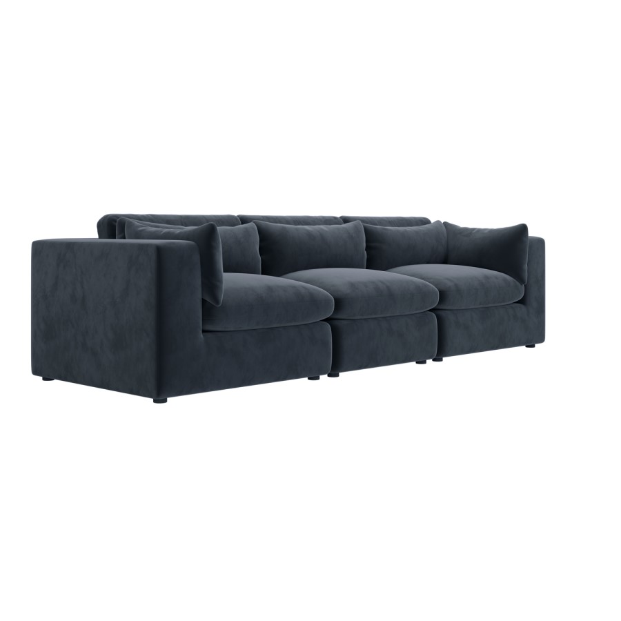 Large Charcoal Grey Velvet 4 Seater Sofa - Hudson