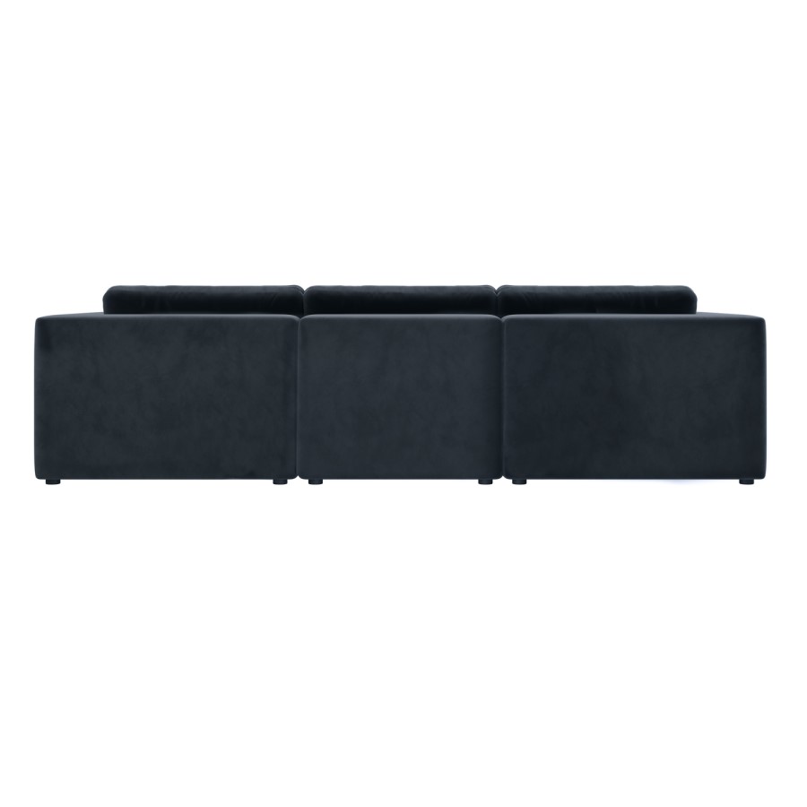 Large Charcoal Grey Velvet 4 Seater Sofa - Hudson