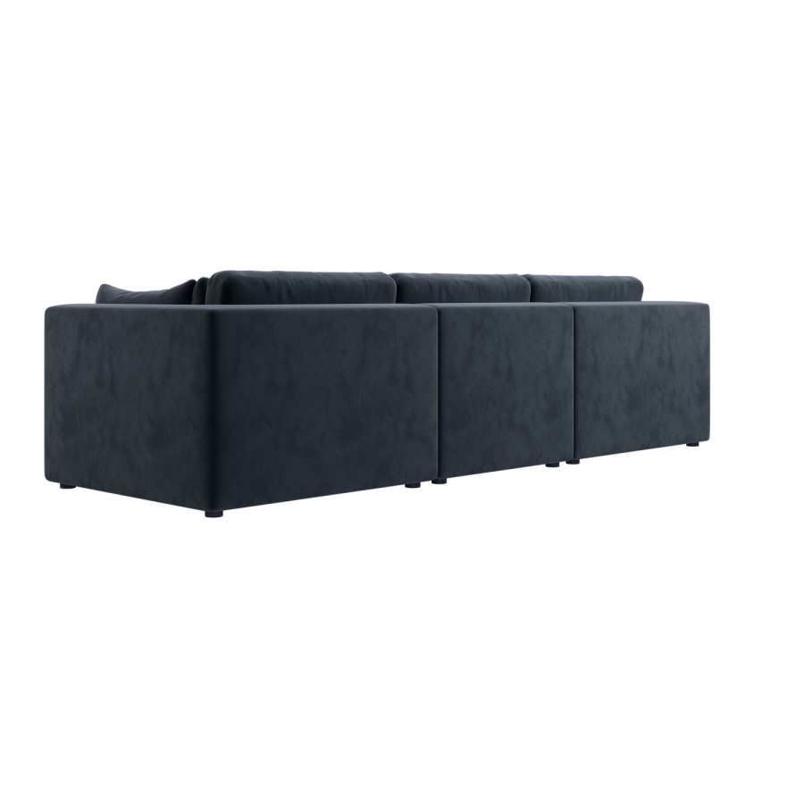 Large Charcoal Grey Velvet 4 Seater Sofa - Hudson