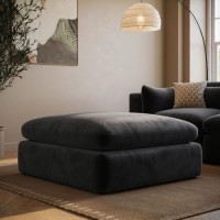 Charcoal Grey Velvet Foostool - Hudson
