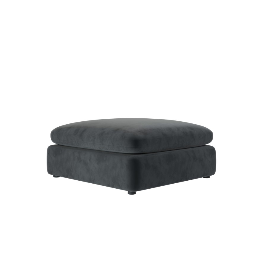 Charcoal Grey Velvet Foostool - Hudson