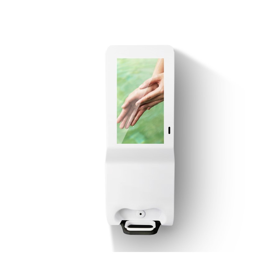 Hygiene Tech Floor Standing Digital signage screen with hand sanitiser - plug and play USB