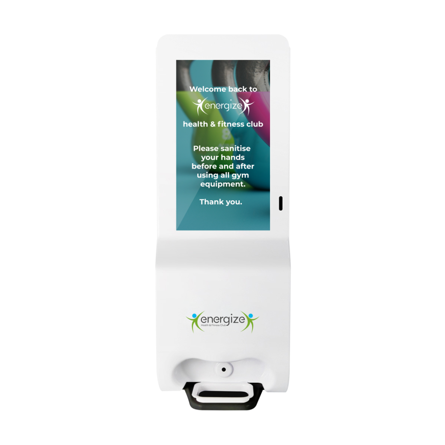 Hygiene Tech Floor Standing Digital signage screen with hand sanitiser - plug and play USB