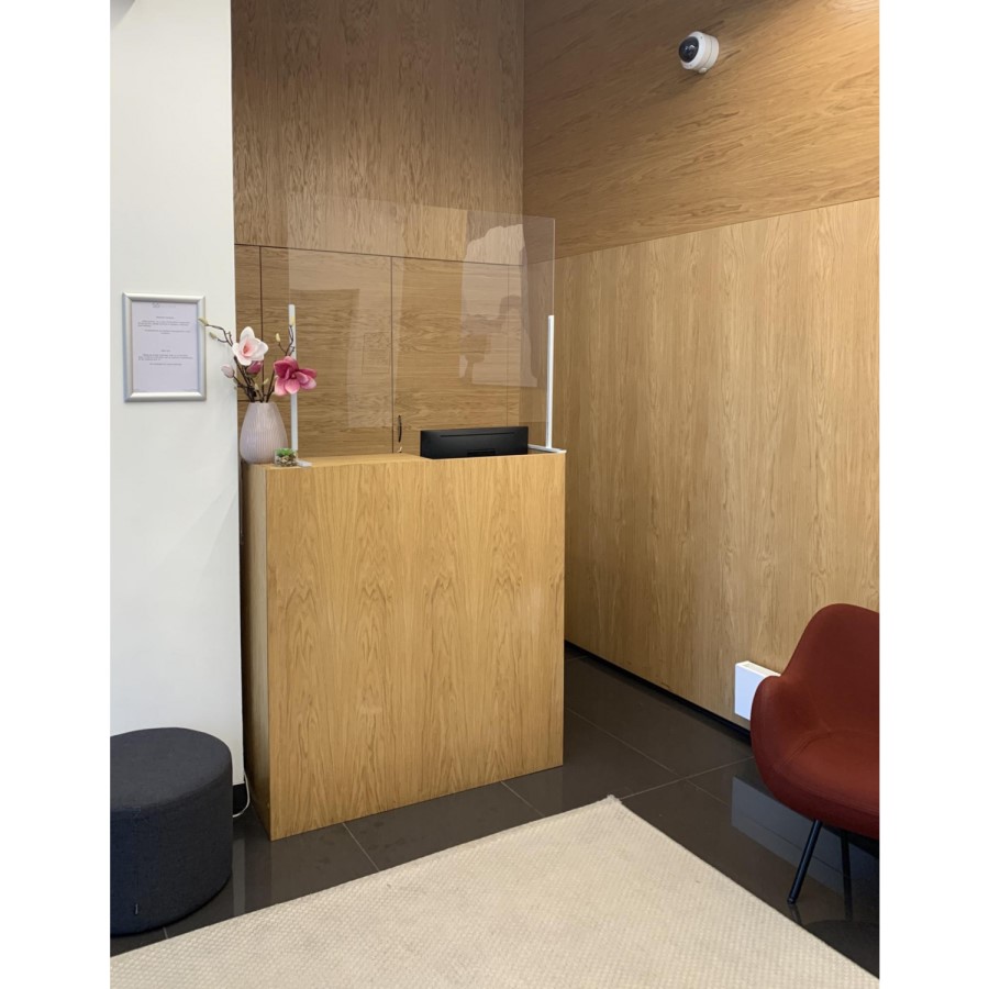 Hygiene Tech Protective Screen Perspex 1 Metre High Free Standing - 100cm x 75cm x 4mm
