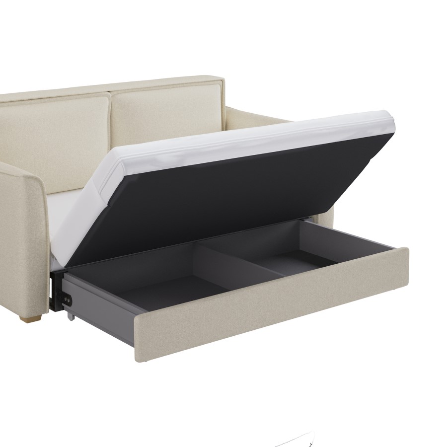 Beige Velvet 2 Seater Pull Out Sofa Bed - Hunter 