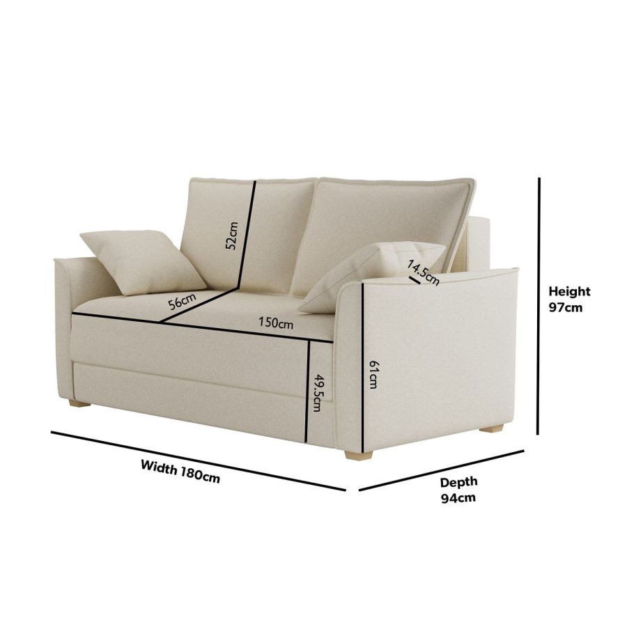 GRADE A2 - Beige Fabric 2 Seater Pull Out Sofa Bed - Hunter