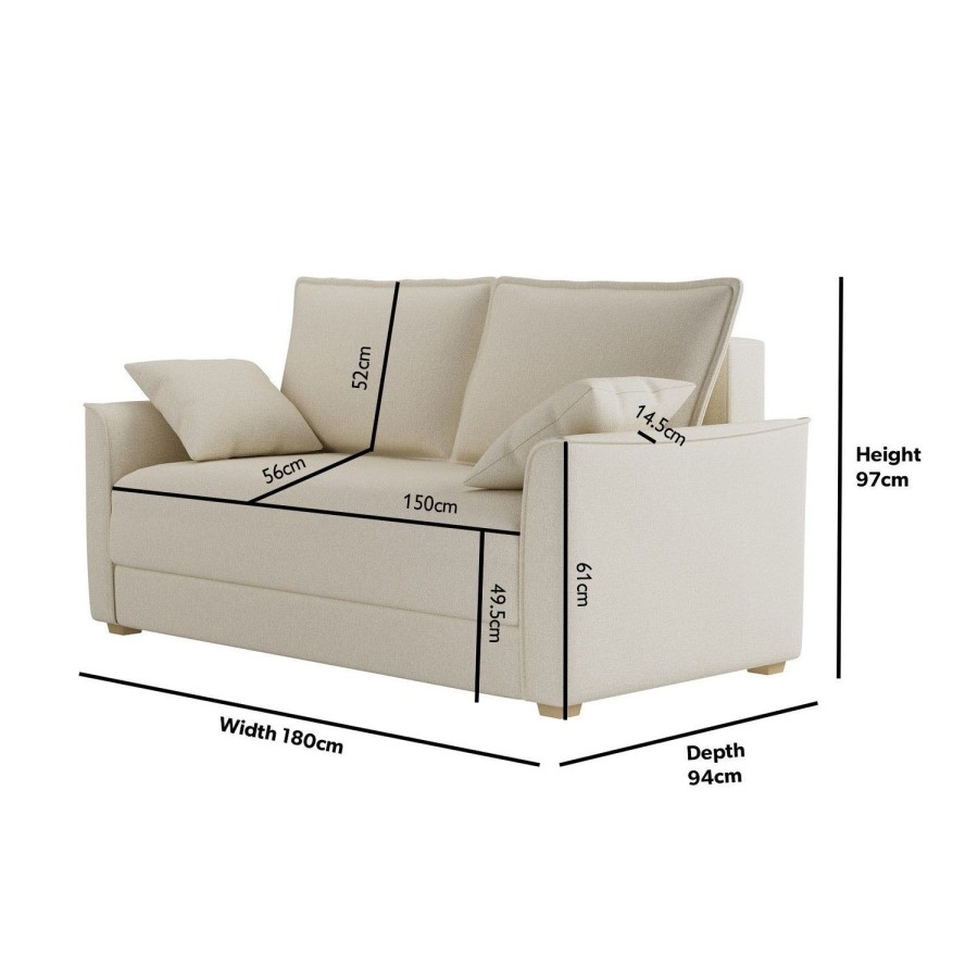 Beige Fabric 2 Seater Pull Out Sofa Bed - Hunter