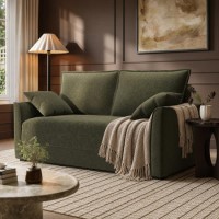 2 Seater Large Pull Out Sofa-Bed with Storage in Khaki Chenille - Hunter