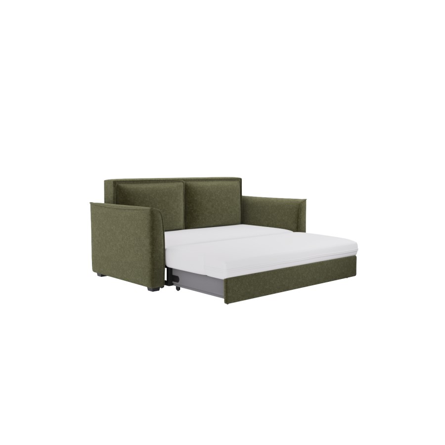 2 Seater Large Pull Out Sofa-Bed with Storage in Khaki Chenille - Hunter