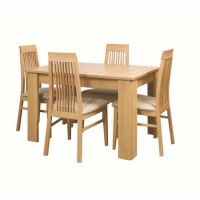 Caxtons Huxley Oak Compact Dining Set with 6 Beige Slatted Back Dining Chairs
