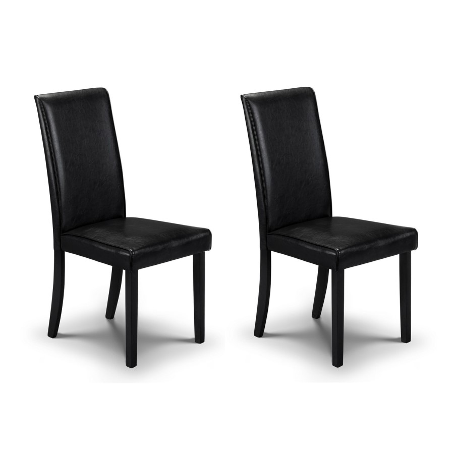 Julian Bowen Hudson Pair of Black Faux Leather Dining Chairs