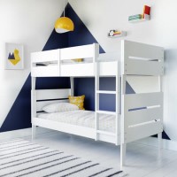 GRADE A1 - White Wooden Bunk Bed with Ladder - Hugo
