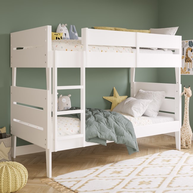 White Wooden Detachable Bunk Bed Hugo Furniture123