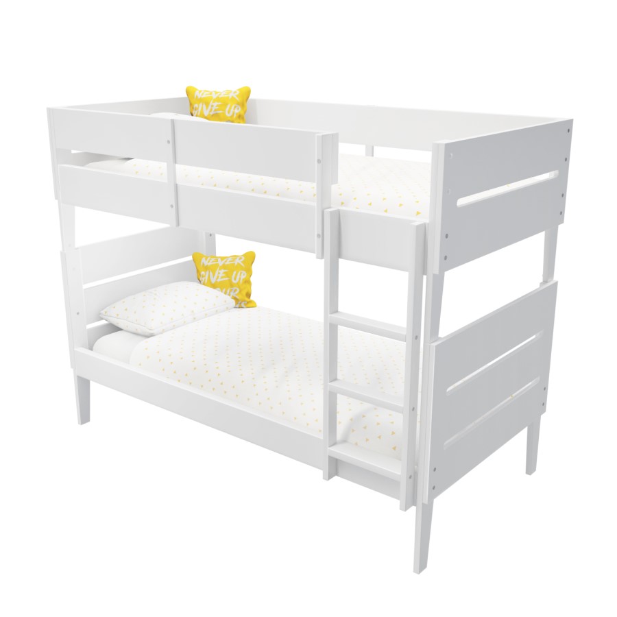 White Wooden Detachable Bunk Bed - Hugo