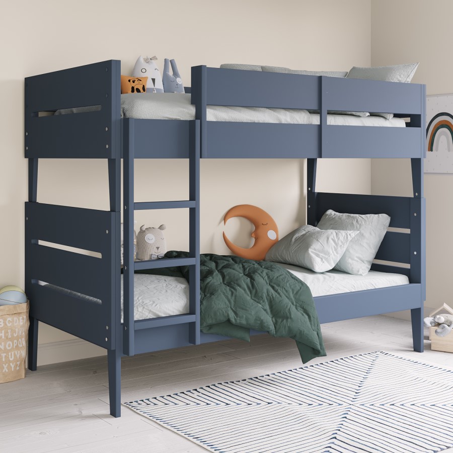 GRADE A2 - Navy Blue Wooden Detachable Bunk Bed - Hugo