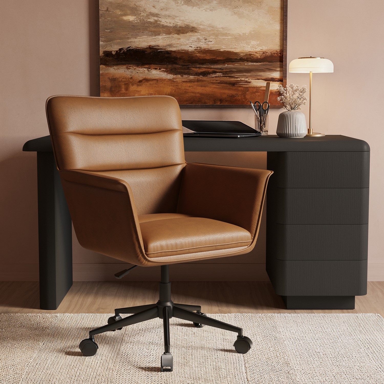 Faux Leather Swivel Office Chair