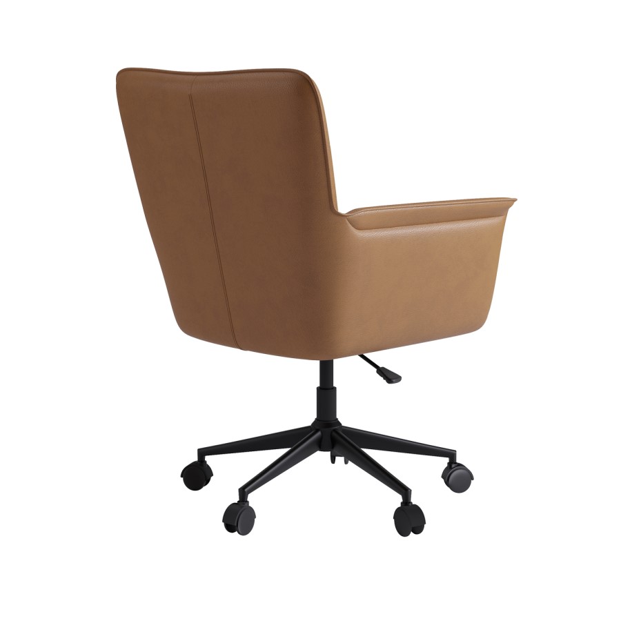 Tan Faux Leather Swivel Office Chair - Hugh 