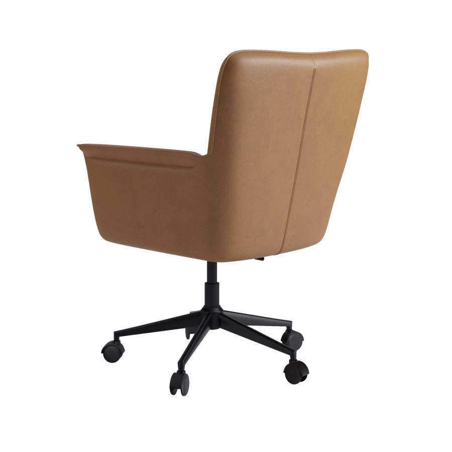 Tan Faux Leather Swivel Office Chair - Hugh 