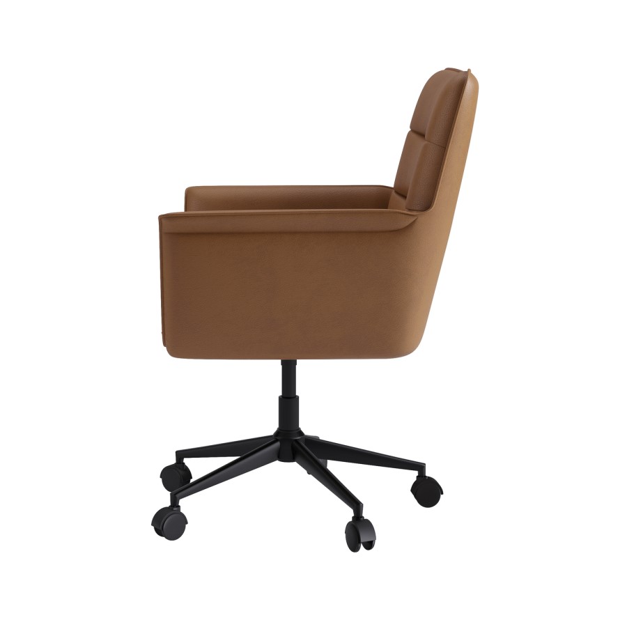 Tan Faux Leather Swivel Office Chair - Hugh 