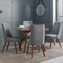 Julian Bowen Huxley Walnut Dining Table and 4 Grey Velvet Chairs