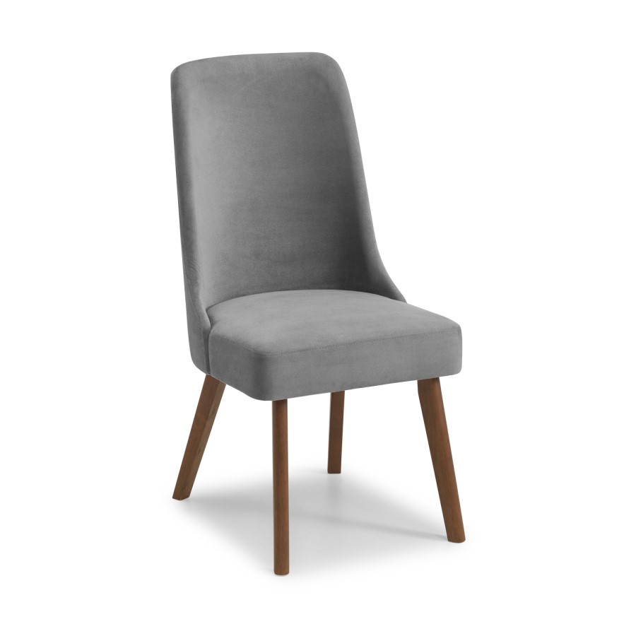 Julian Bowen Huxley Walnut Dining Table and 4 Grey Velvet Chairs