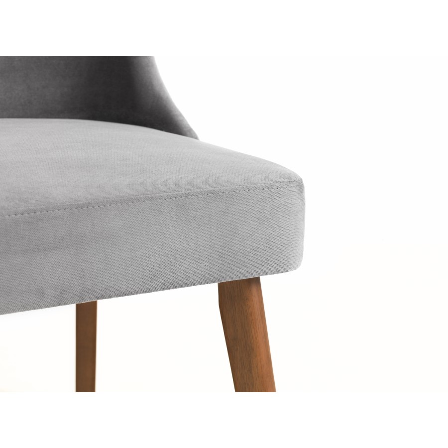 Julian Bowen Huxley Walnut Dining Table and 4 Grey Velvet Chairs