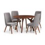 Julian Bowen Huxley Walnut Dining Table and 4 Grey Velvet Chairs