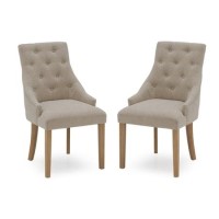 Hobbs Pair of Beige Linen Fabric Dining Chairs- By Vida Living 