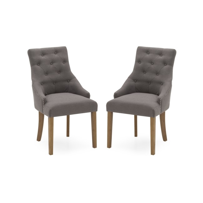Pair of Dining Chairs in Grey Linen Fabric Dining Chairs - Vida Living 