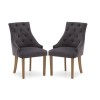 Hobbs Pair of Grey Velvet Dining Chairs with Stud Detail- By Vida Living