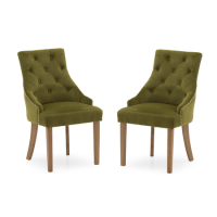 Hobbs Pair of Dining Chairs Moss Green Velvet- By Vida Living Hobbs Pair of Dining Chairs Moss Green Velvet- By Vida Living
