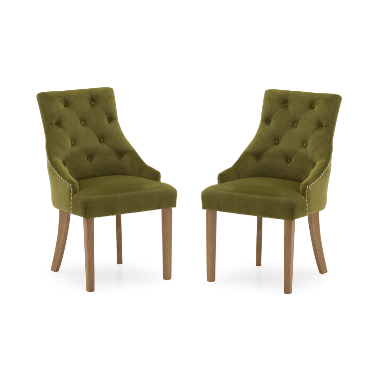 Hobbs Pair of Dining Chairs Moss Green Velvet- By Vida Living