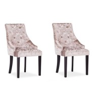 Hobbs Pair of Crushed Velvet Mink Dining Chairs- By Vida Living