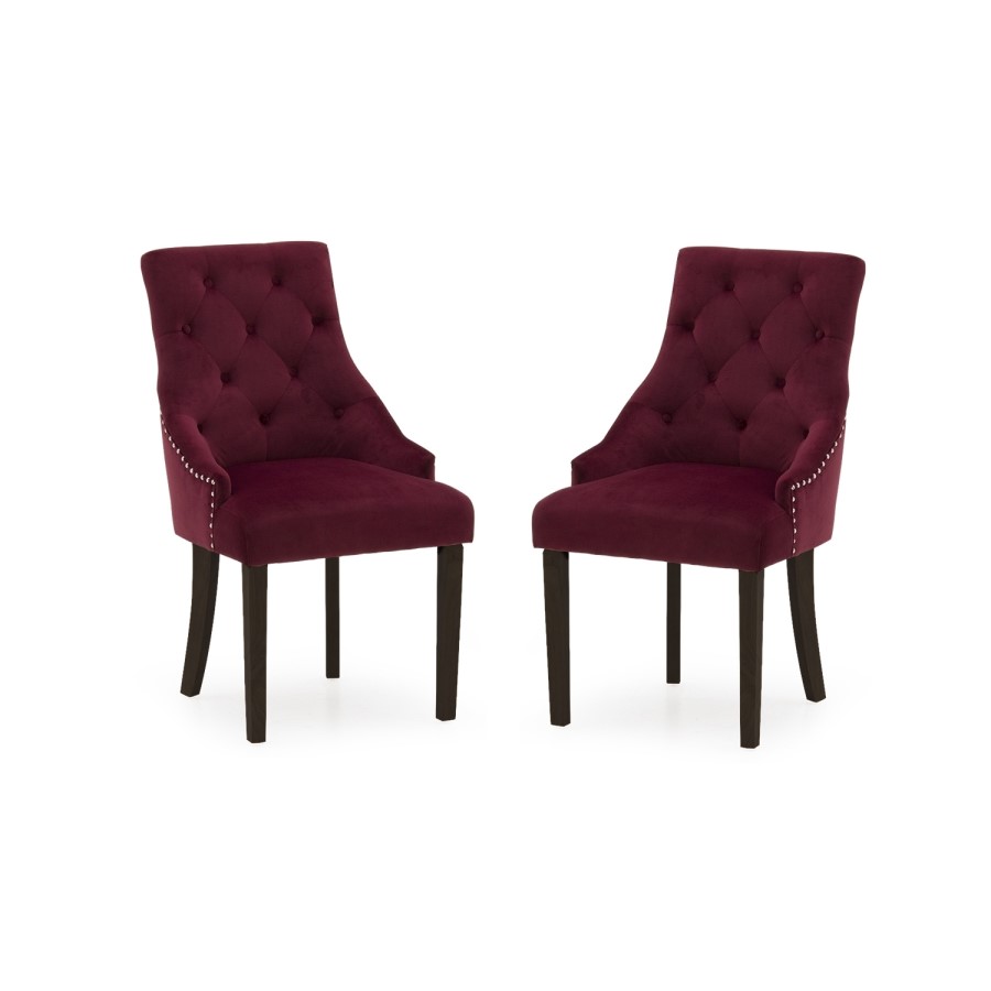 Vida Living Hobbs Pair of Dining Chairs in Crimson Velvet