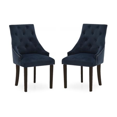 Vida Living Hobbs Pair of Dining Chairs in Midnight Blue Velvet